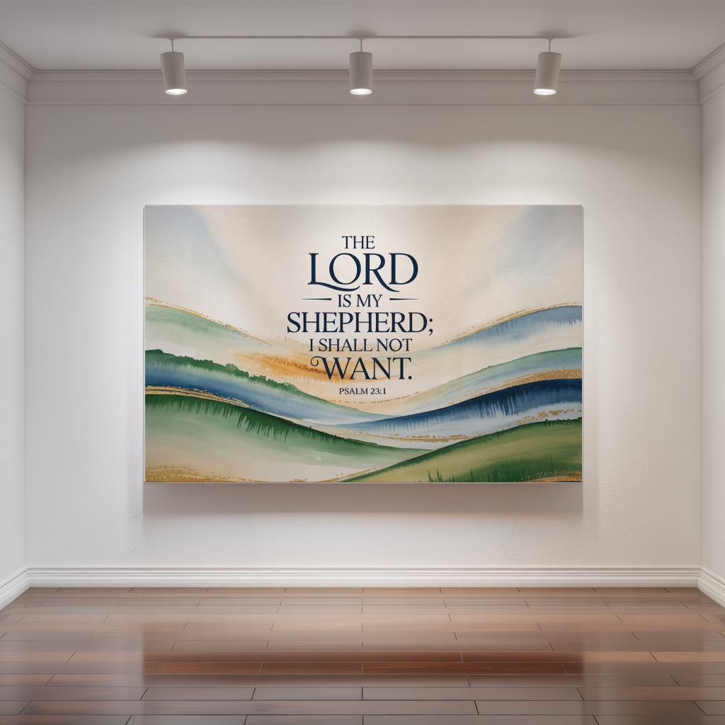 "My Shepherd" - Psalm 23:1 Watercolor Scripture Wall Art