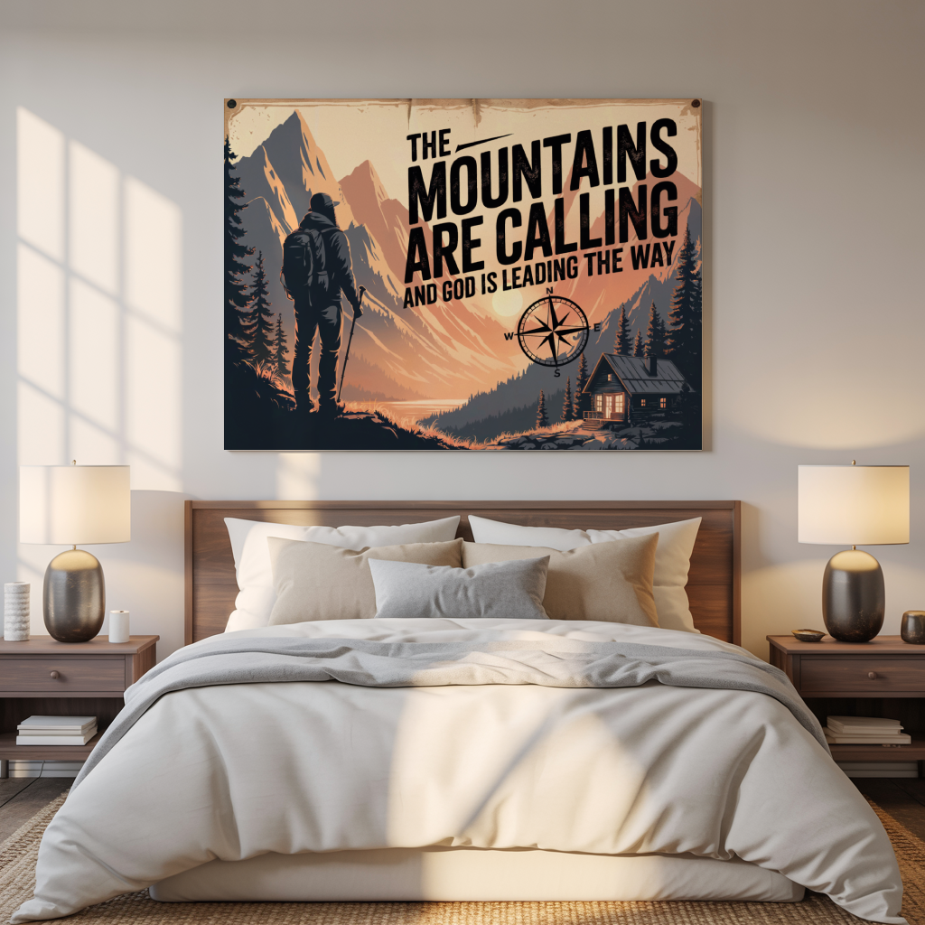 "The Mountains Are Calling" - Inspirational Adventure Wall Art Print