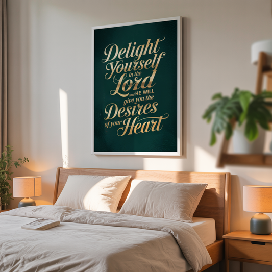 "Delight Yourself in the Lord" - Inspirational Scripture Typography Wall Art Print
