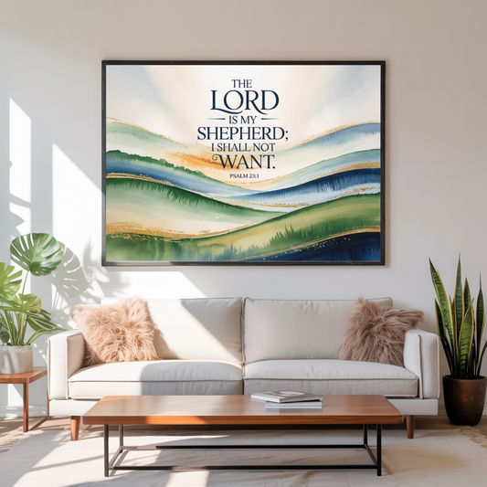 "My Shepherd" - Psalm 23:1 Watercolor Scripture Wall Art
