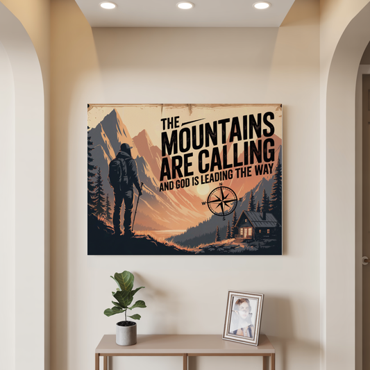 "The Mountains Are Calling" - Inspirational Adventure Wall Art Print