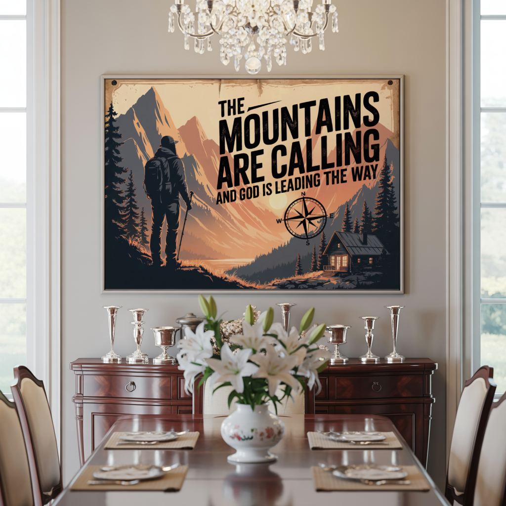 "The Mountains Are Calling" - Inspirational Adventure Wall Art Print