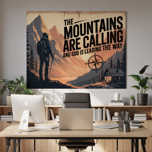 "The Mountains Are Calling" - Inspirational Adventure Wall Art Print