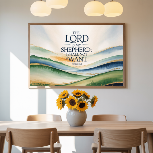 "My Shepherd" - Psalm 23:1 Watercolor Scripture Wall Art